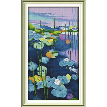 

Joy Sunday Water Lilies (3) Chinese Cross Stitch Kits Ecological Cotton Clear Stamped 11CT DIY Gift Wedding Decoration For Home