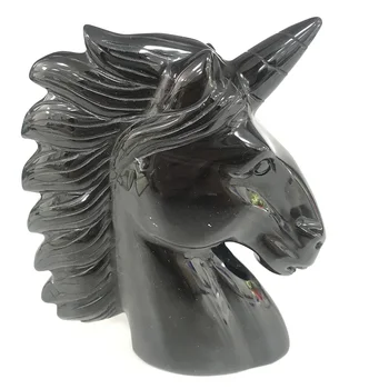 

High Quality Natural Black Obsidian Unicorn Shape Stone Hand Crafted & Polished For Gift &Home Decor WT