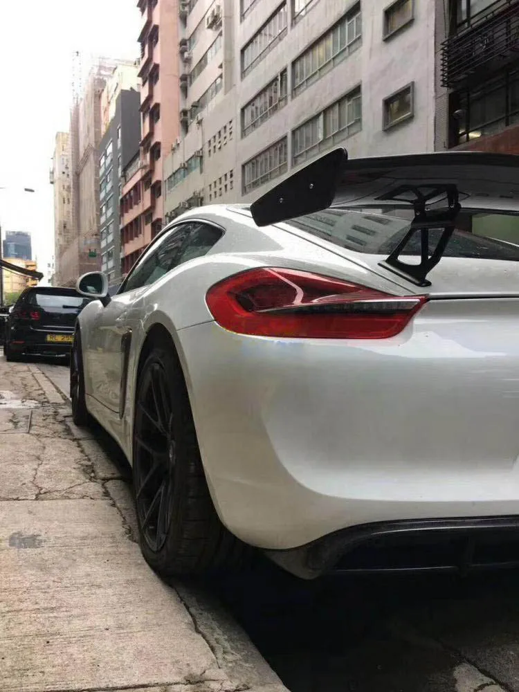 Задний спойлер из углеродного волокна для гонок, крыло для Porsche Cayman Boxster 981 GT4, черный, углеродное волокно, Стайлинг