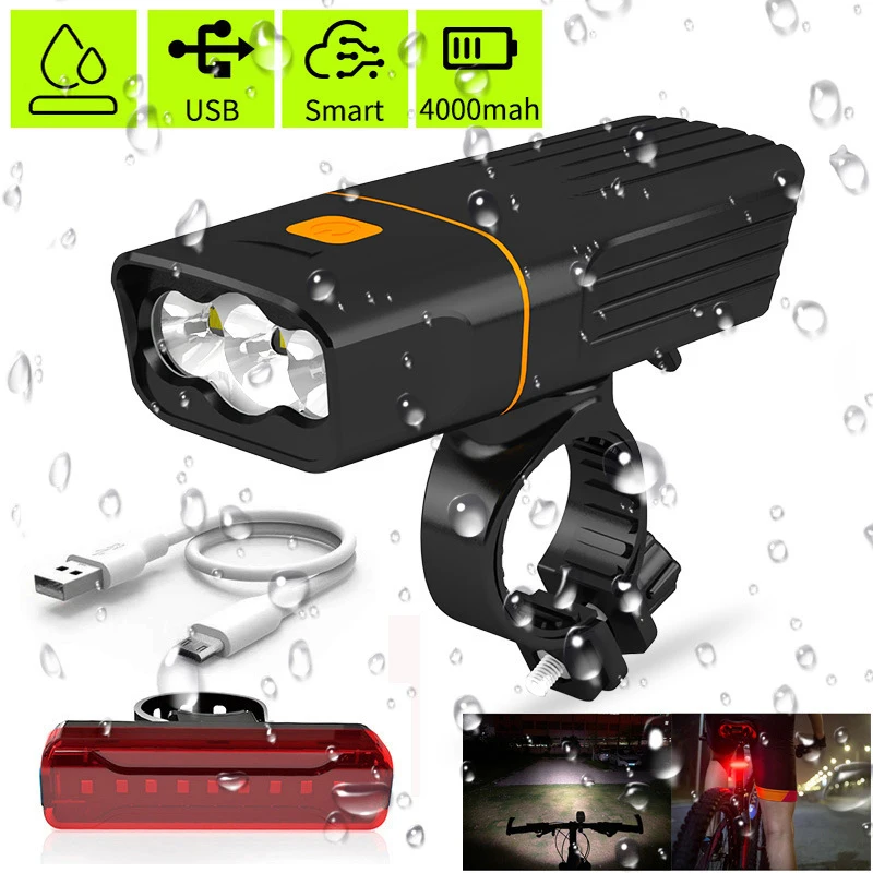 New 1000 Lumens LED Front USB Bicycle Light XM-L 3T6 LED Bike Light Built In 18650 Battery Aluminum Alloy Cycling Light