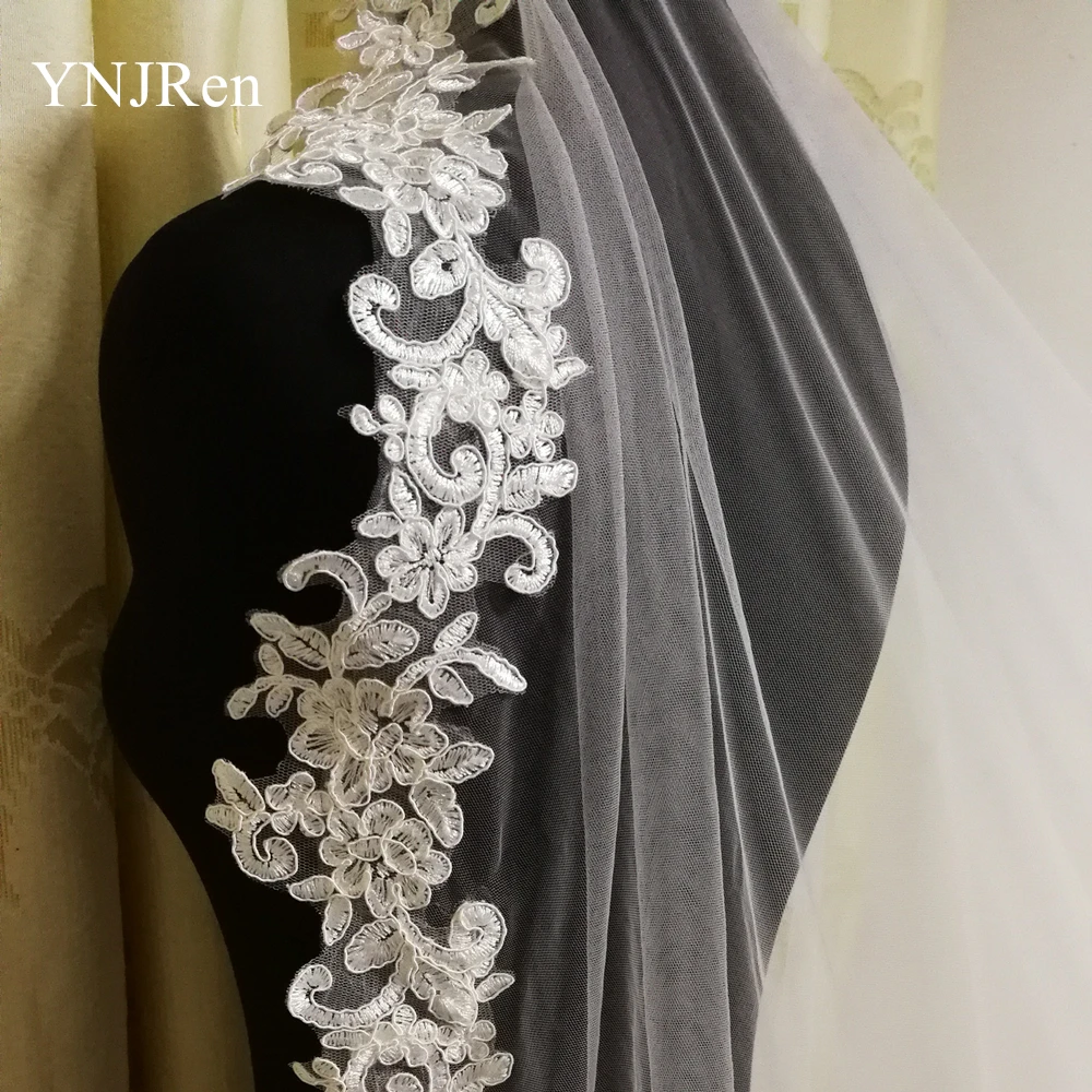 Real Photo 3m Full Lace Edge Cathedral Wedding Bridal Veil White Ivory Veil With Comb Wedding Accessories Cover the face veil
