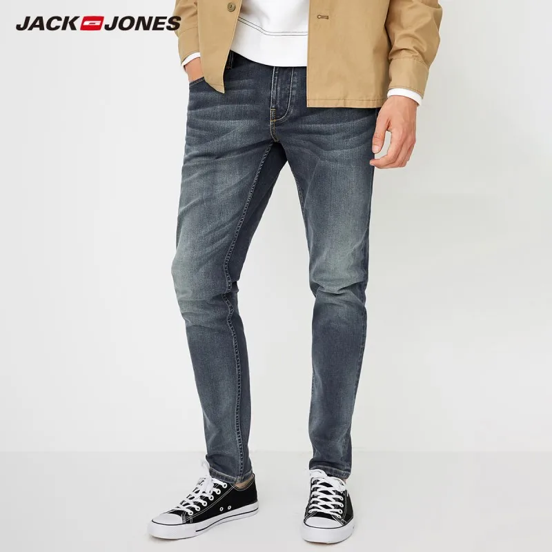 JackJones модные трендовые узкие удобные мужские осенние джинсы с заниженным шаговым