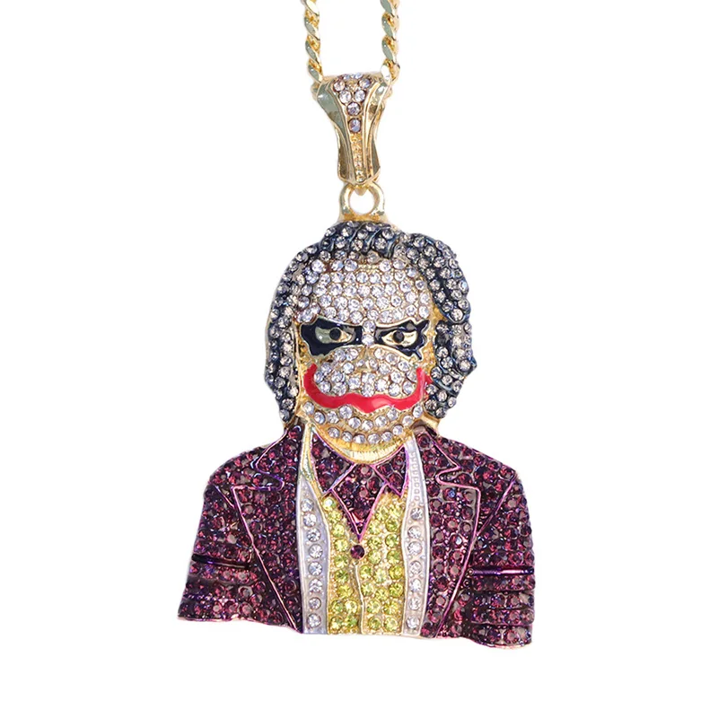 Классическое хип-хоп ожерелье из мультфильма кулон клоун модная мужская хип-хоп Рок цепь кулон ожерелье ювелирные изделия для мальчика лучшие подарки