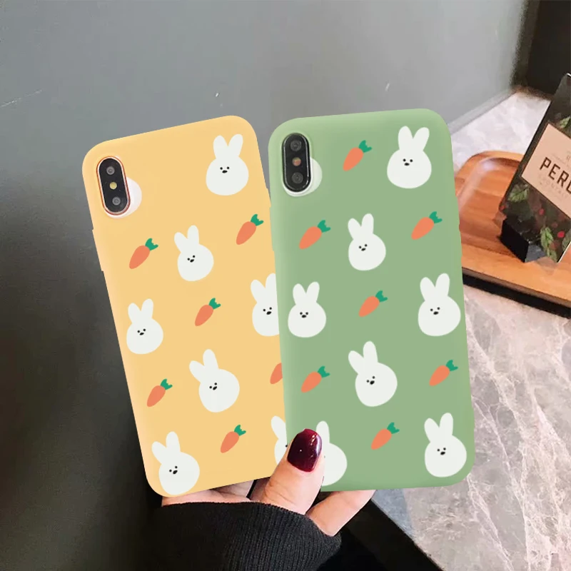 Чехол для телефона GYKZ с милым кроликом и морковкой iPhone 7 X XS MAX XR 8 6 6s Plus мягкий