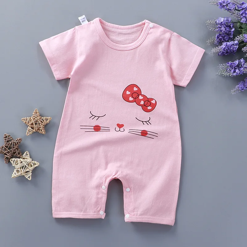 baby clothes cheap Summer Baby Girls Short Sleeve Pajamas Giraffe Bodysuit Newborn Boys Jumpsuit Cotton Clothes Body Costumes Children's Clothing Baby Bodysuits Fur