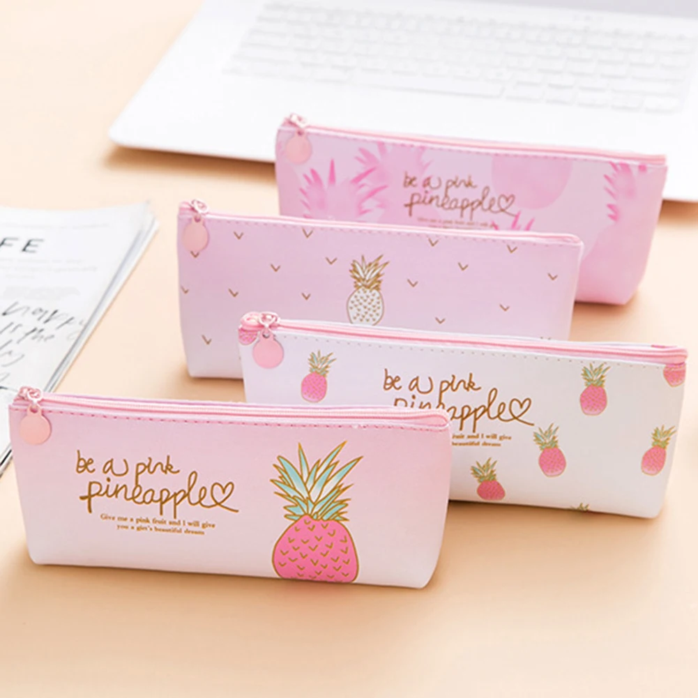 Ананас Карамельный цвет для девочек школьная сумка коробка Kawaii Канцелярские милые Карандаш Чехол школьные принадлежности