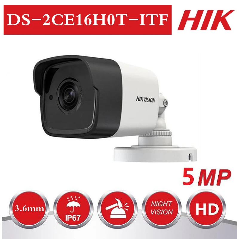 Hikvision ds 5MP TVI/AHD/CVI/CVBS 4 в 1 аналоговая цилиндрическая камера DS-2CE16H0T-ITF 5 мегапиксельная система видеонаблюдения