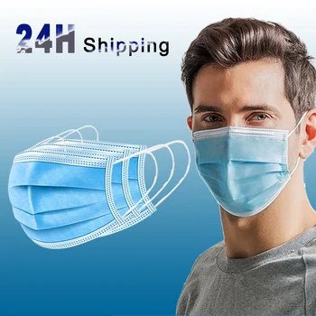 

Face Mask 100pcs Fast Shipping Anti-Pollution Filter Dust Mask Disposable Masks 3-Ply Earloop Non Woven Mouth Mask Protective