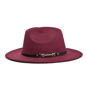 

2020 New Autumn Winter Elegant Imitation Wool Wide Brim Fedora Hat Women Men Fashion Black Red Camel Felt Church Hats Chapeau