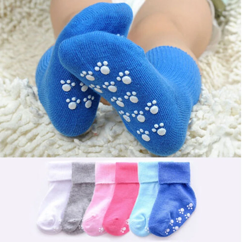 От 0 до 6 лет нескользящие носки для малышей резиновые носки унисекс для новорожденных девочек и мальчиков Новые однотонные хлопковые носки для малышей