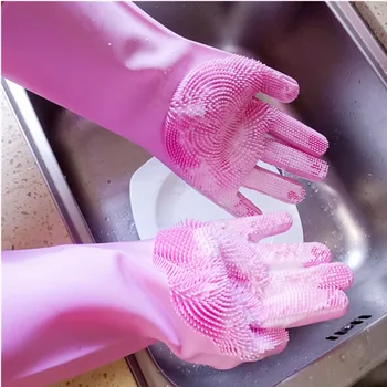 

Kitchen Accessories Clean Scrub Cleaning Gloves A Pair Magic Silicone Magic Silicone Dish Washing Gloves Cleaning Gloves Brush