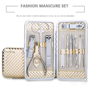 

12 Pcs/Set Gold Nail Art Manicure Set Nails Clipper Kit Pedicure Scissors Tweezer Knife Manicure Sets Tools For Nail Manicure
