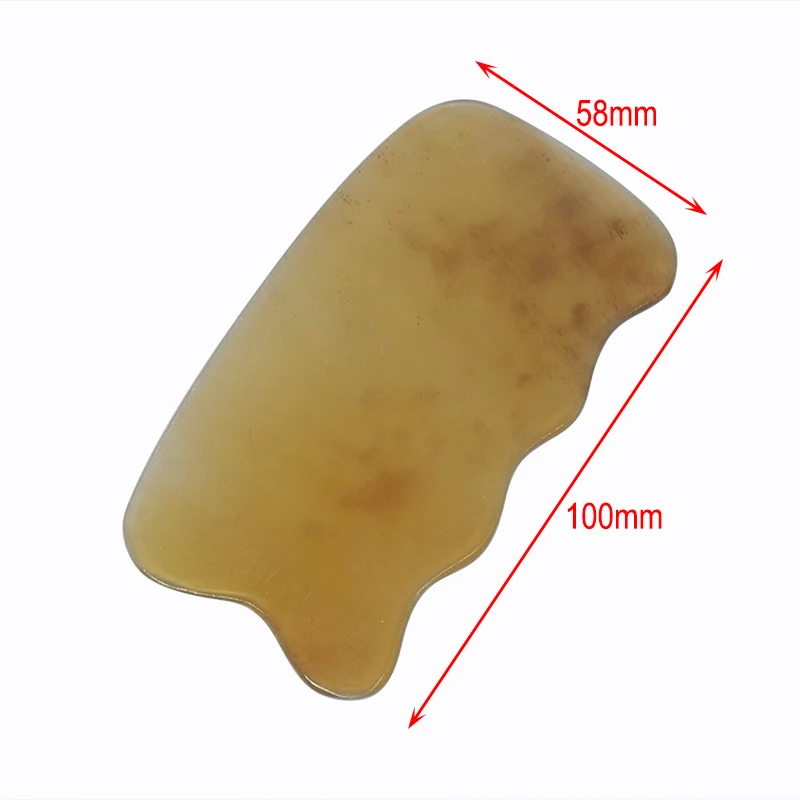 square with ripple Yellow Ox Horn Beauty Guasha Scraping Tool Thin Arm Leg Slimming V Line Face Massage Plate Healthcare Board - Цвет: square with ripple