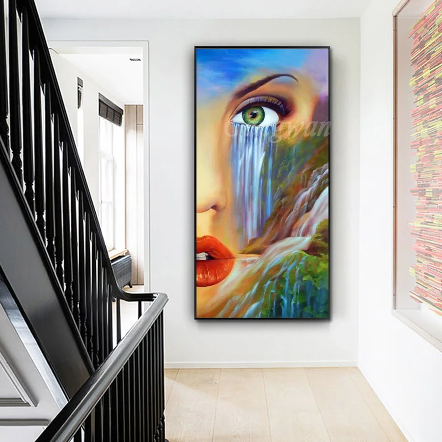 

Diamond Embroidery waterfall woman Landscape Full Round Diamond Painting Rhinestone Picture 5d diy diamond Mosaic people girl crystal Beads large Home Decoration