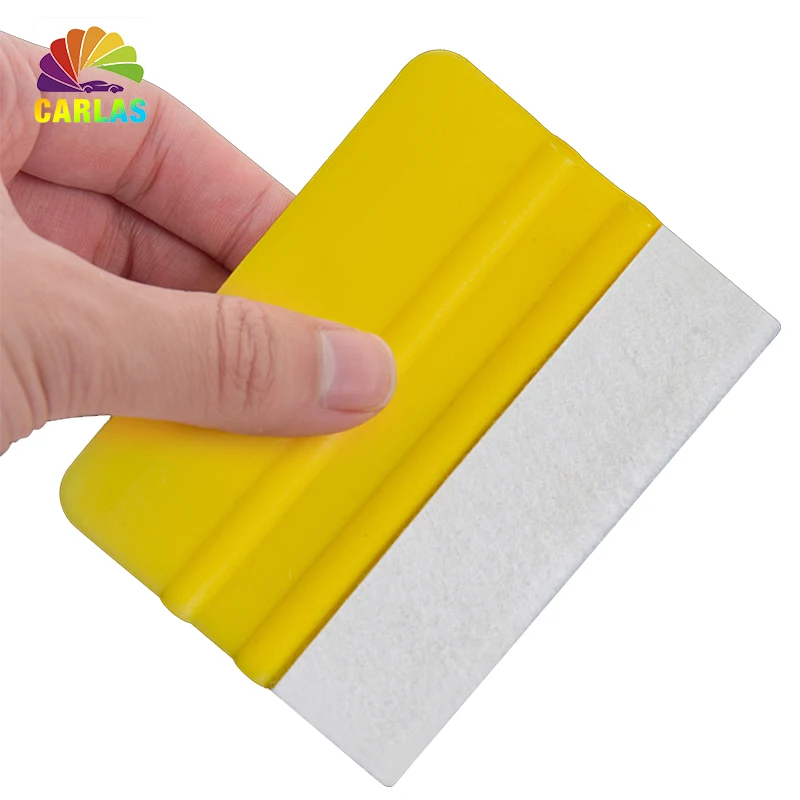 11*7.5CM Vinyl Film Wrapping Tools Yellow Car Scraper Squeegee with Felt  for Edge Wrap - AliExpress