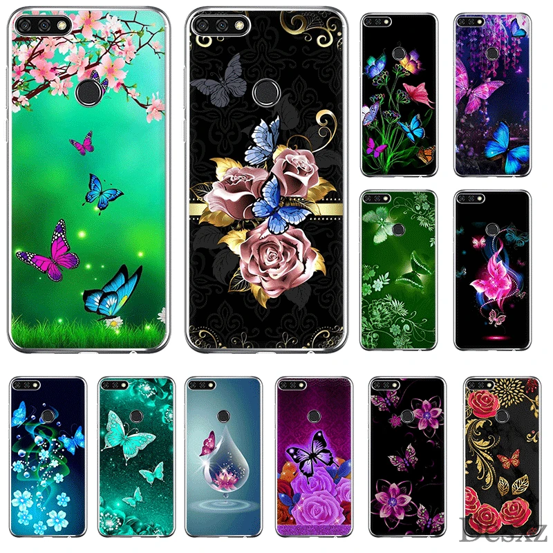 Мобильный чехол для телефона TPU huawei P30 P20 P10 P8 P9 Lite Pro P Smart Z Plus Бабочка белые розы