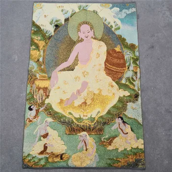 

China old Tibet silk Thang ka like hanging painting fengshui Tibetan Holy Buddha God statue portrait