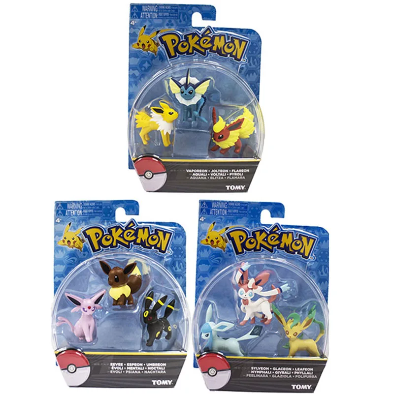 Takara Tomy Покемон Eevee Vaporeon Jolteon flarion Espeon Umbreon Leafeon Glaceon Аниме фигурки Куклы экшн-игрушки подарки для детей - Цвет: Многоцветный