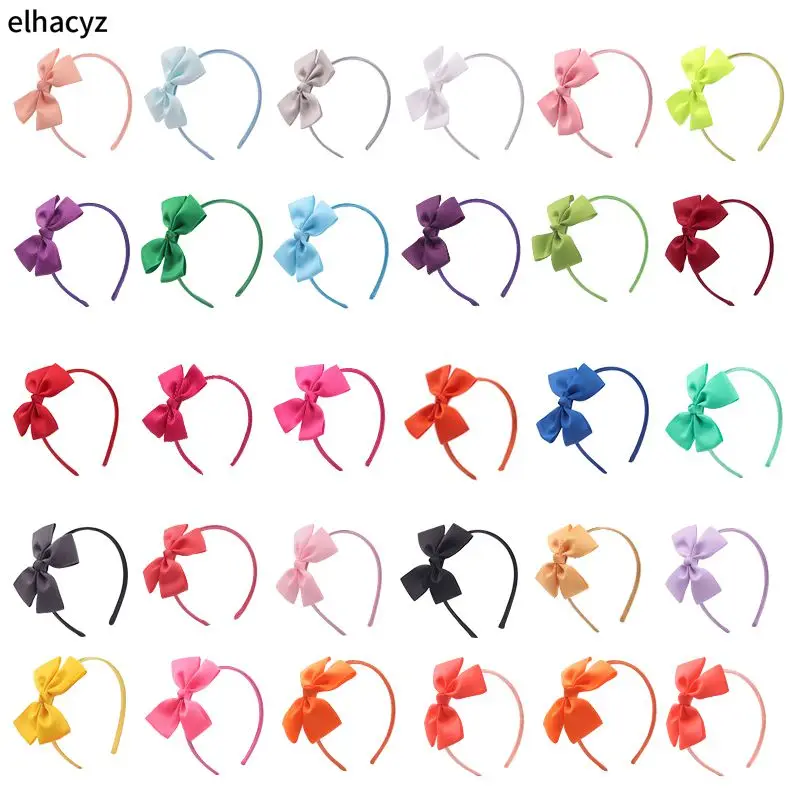 12pcs/lot Girls Fashion 4'' Bow Headband Ribbon Colors Covered Hairband With Boutique Ribbon Bow Hairbands Hair Accessories