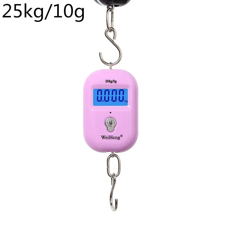 25kg 10g pink 50 кг 10 г Электронные портативные цифровые весы, крючок для рыбалки, путешествий, Двойная точность, весы для багажа, весы, весы - Цвет: 25kg 10g pink