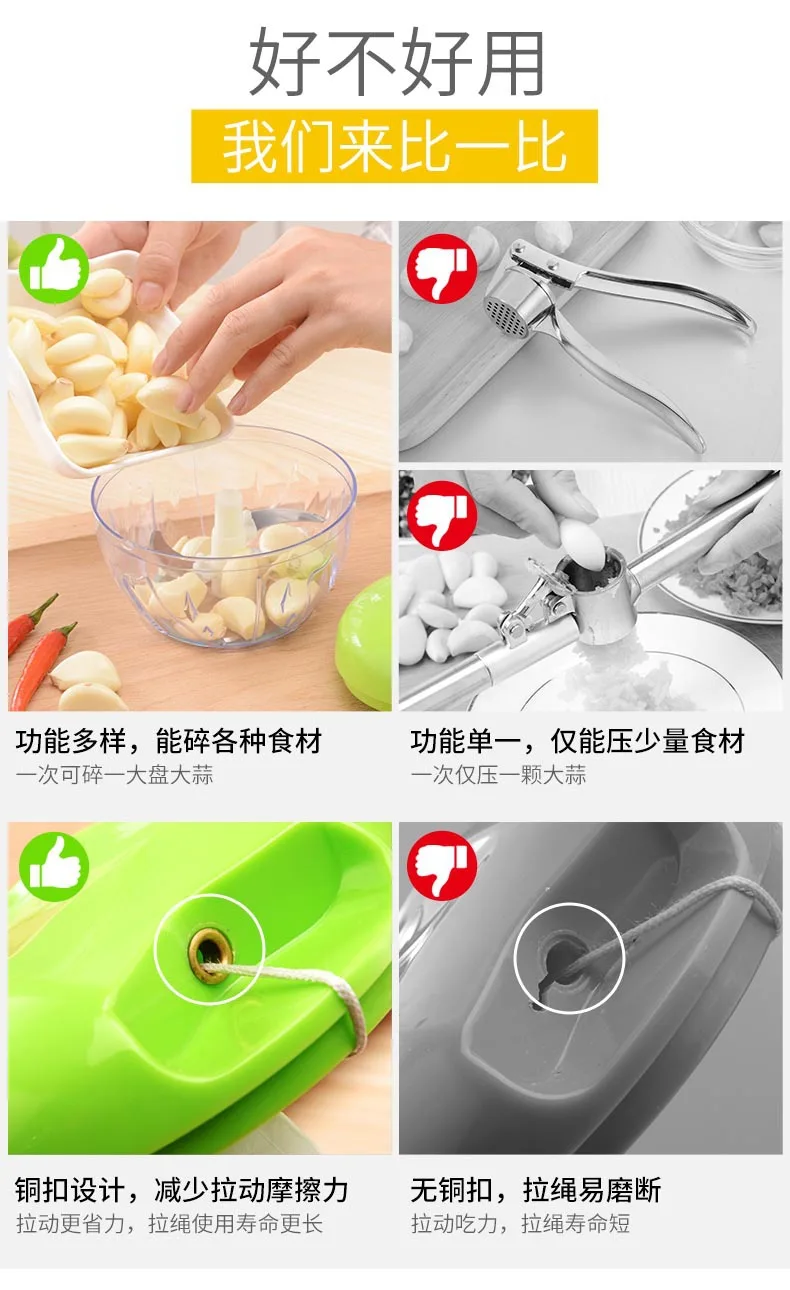 Hand operated garlic masher, garlic press, auxiliary food tool, household kitchen multi-functional vegetable cutter
