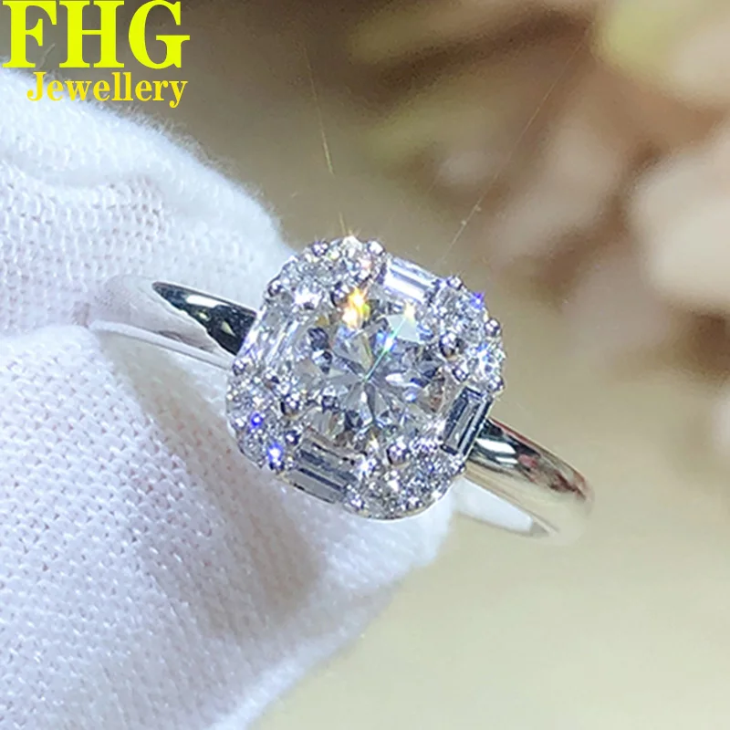 

18K Au750 White Gold Ring 0.6Carat Nature Diamond Ring Wedding Party Engagement Anniversary Fashion Elegant