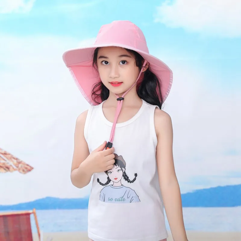 

Kids Beach Sun Hat Wide Brim Bucket Cap Boys Girls Casual Outdoor Travel Camping Hiking Hats UV Protection Fisherman Cap