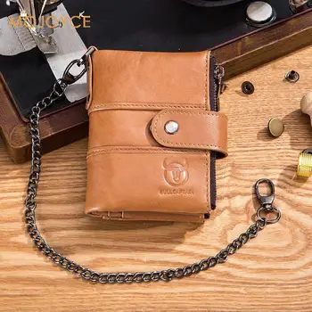 

BULLCAPTAIN Genuine Leather Women Wallet Casual Men Wallet Women Long Wallet Men Retro Purse Card Holder Short Wallet