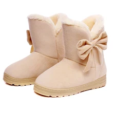 1 пара; женские зимние ботинки; Теплая обувь с бантом; плюшевая нескользящая зимняя Уличная обувь; ZJ55