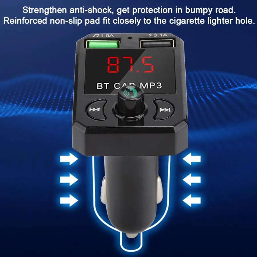 Мини-прикуриватель Автомобильный MP3 с умным Bluetooth чипом громкой связи двойной USB быстрая зарядка Bluetooth Автомобильный MP3 - Тип штекера: Универсальный