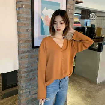 

Chic V Neck Long Sleeve Chiffon Shirt for Women Spring Chiffon Blouse Ladies Office Blouse Ladies Casual Tops #20