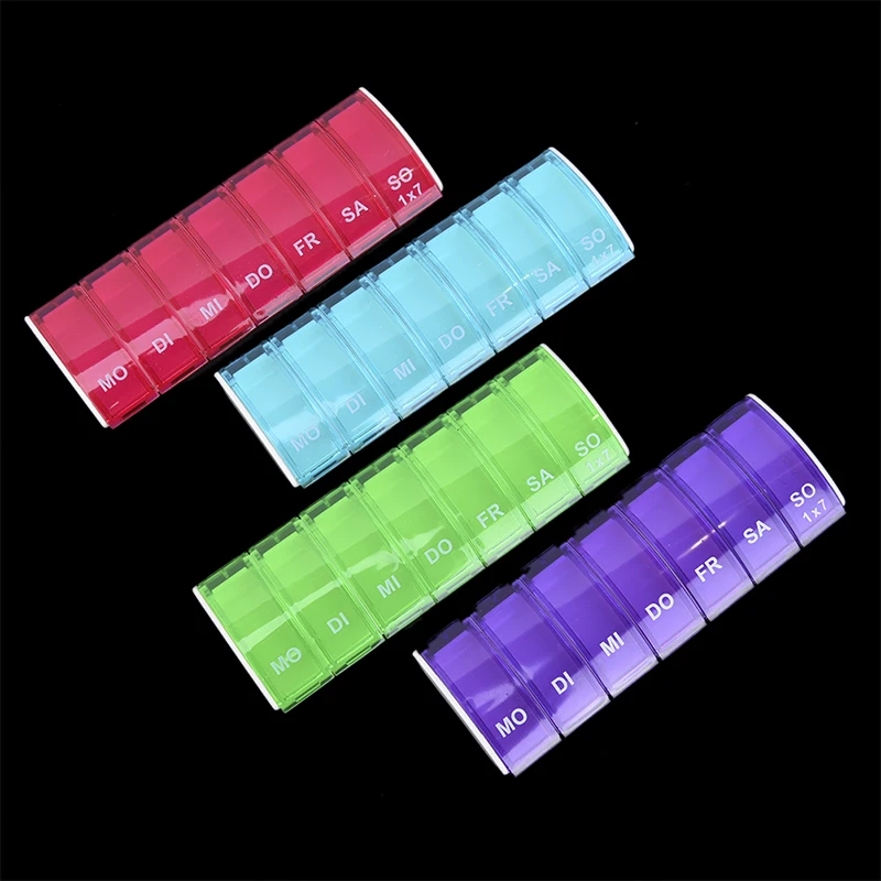 7 Days Weekly Pill Organizer Tablet Pill Storage Box Plastic Portable Medicine Box Splitters Case Health Care Tool Random Hot