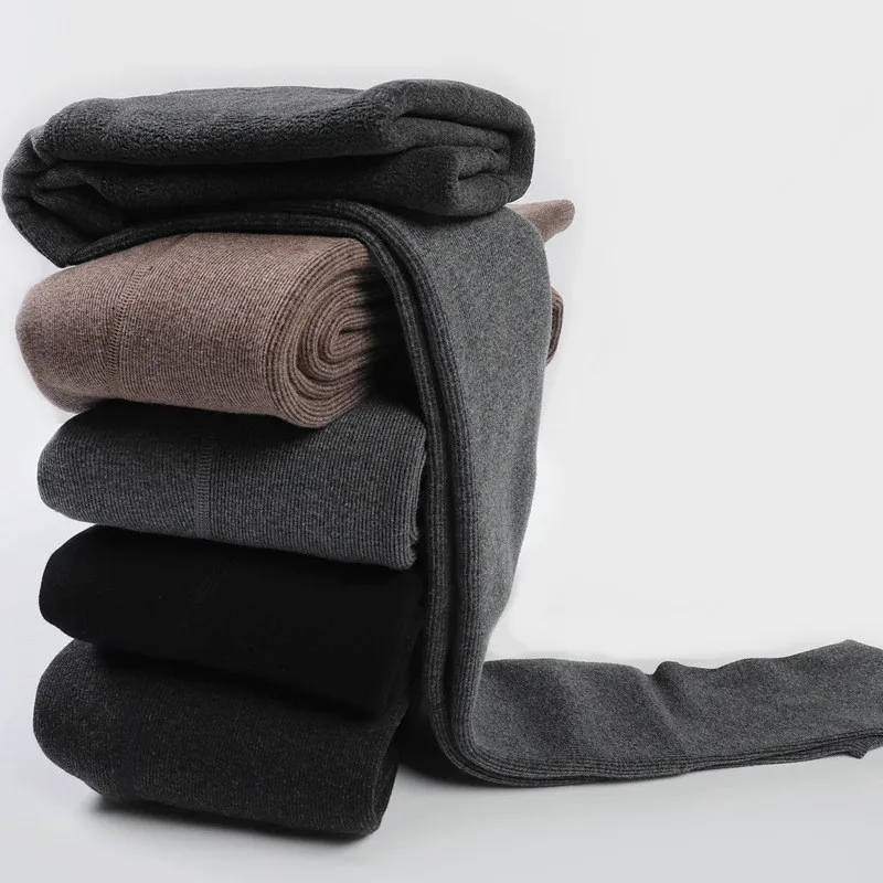 Image Autumn and Winter Vertical Stripes Thickening One Pants Women XL Imitation Cashmere Plus Velvet Socks Thread Leggings Warm Pants