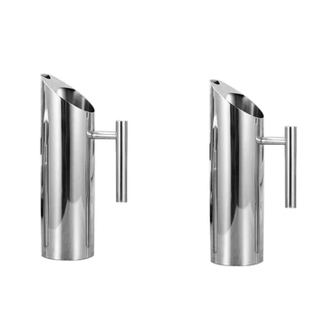 

2 Pcs Stainless Steel Water Pitcher with Ice Guard Tea Pot Kettle Jug Cold Beverages Juice Pot Ktv Bar Accessories, 1L & 1.5L