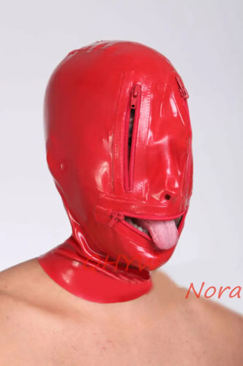 

Natural Latex Face Mask Hood FOR MEN Cosplay Costumes Fetish Cosplay Mask Back Zipper Club Wear Anime Halloween Cosplay
