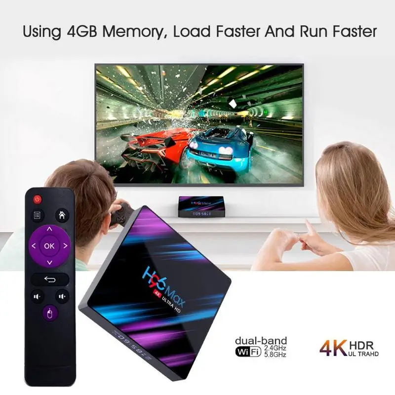 Телеприставка H96 Max-3318 Android 9,0 поддержка ТВ-коробок медиа, музыка Формат фото 4G и 64G 2,4G/5G wifi 4K медиаплеер