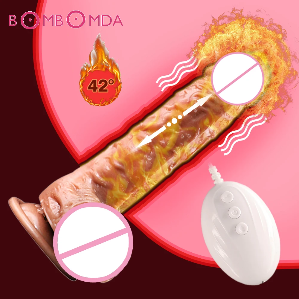 Sex Machine USB Smart Heating Automatic Telescopic Dildo Real Dick For Women Soft Dildo Vibrator Re