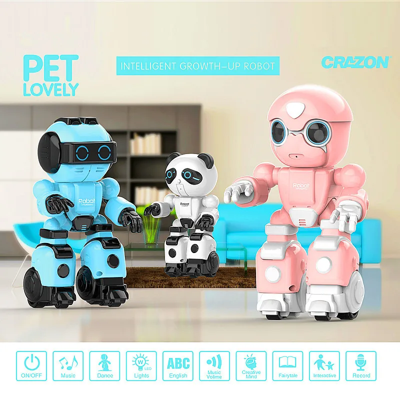 

New Style Mini Pet Feeding Remote Control Robot Smart Dancing Robot Watch Remote Control Early Education Toy