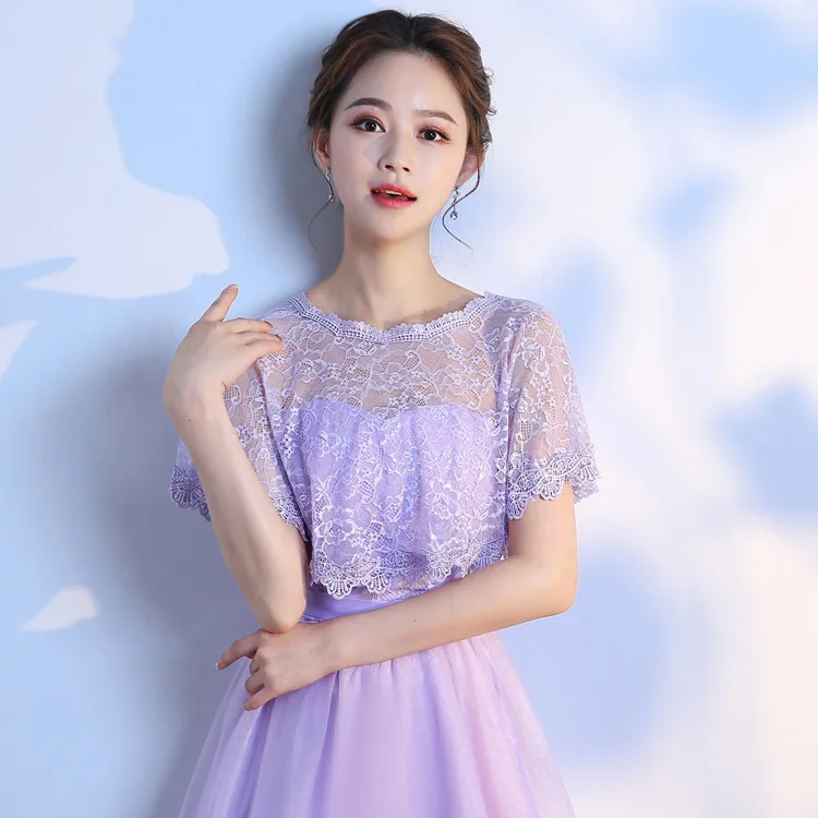 Purple Розовое, шампанское, фиолетовое, черное Болеро Femme Mariage с аппликацией, свадебное кружевное болеро Novia, красное свадебное болеро, белая накидка - Цвет: Purple