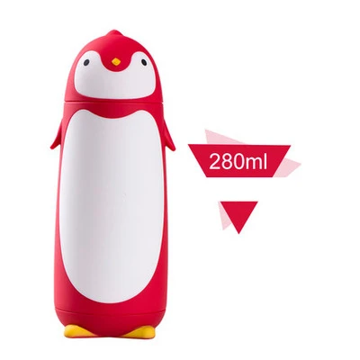 VILEAD Пингвин термос из нержавеющей стали термосы Мультфильм Термос портативный термоизолированная кружка Детская Бутылочка для питья - Цвет: Red