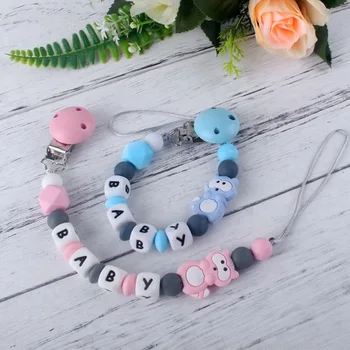 

Silicone Teething Pacifier Clips Baby Pacifier Chain Loose Beads Variety Animal Cartoon Molar Teether Toy Pacifier Chain Clip