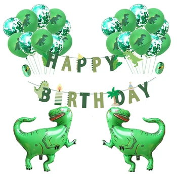 

Besegad Dinosaur Theme Happy Birthday Decorations Kit Including Hanging Banner Foil Latex Confetti Balloons for Children Toddler