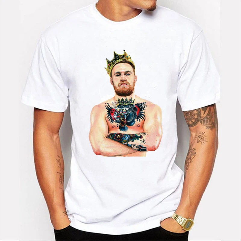 King Conor McGregor MMA Champion t shirts hip hop men tee shirt new masculina fashion male t shirt Brand clothing 73-4#
