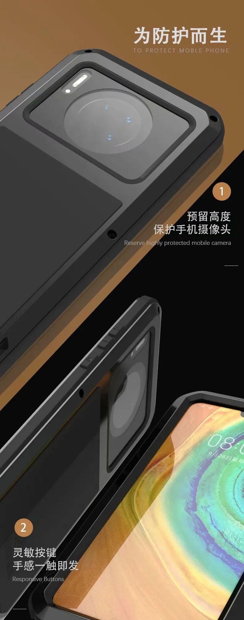 Сверхпрочный защитный чехол LOVE MEI для huawei mate 30 Doom Armor Алюминиевый металлический чехол противоударный чехол для huawei mate 30
