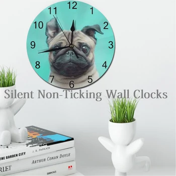 

Dogs 25CM Round Wall Clocks Numeral Digital Dial Mute Silent Digital Clocks Battery Operated KitchenClock Living Home Wall Decor