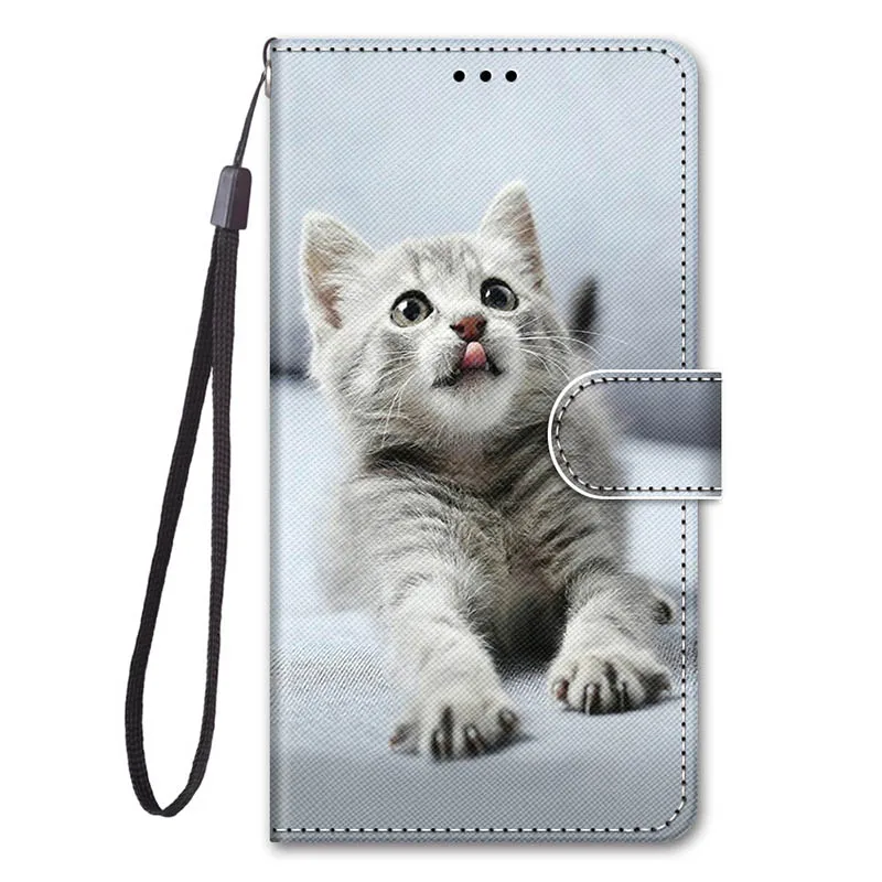 Gray Cat Кожаный чехол на СПС Coque Red mi Go S2 Y2 Чехлы для Xiaomi mi играть 9 SE 5X A1 6X A2 8 Lite 9 SE CC9 CC9e A3 подставка для телефона чехол-бумажник - Цвет: Gray Cat
