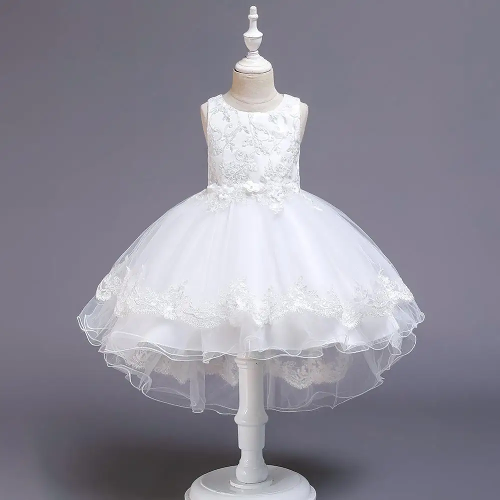Детские платья для девочек с атласной вышивкой; элегантные вечерние платья на свадьбу для маленьких девочек; платье принцессы; костюм-смокинг для девочек - Цвет: White