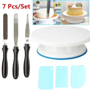 

10 inch High quality Cake Stand Craft Turntable Set Platform Cupcake Rotating Plate Revolving Cake Baking Decorating Tools