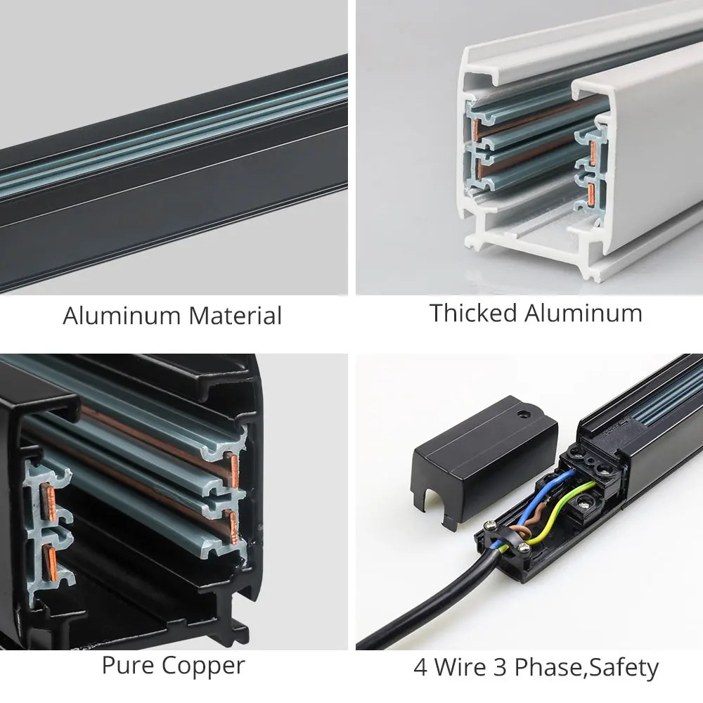 1 метр рельс 4 провода 3 фазы трек светильник ing разъем рельсовый светильник Точечный светильник отслеживающий светильник s алюминиевый трек лампа система 1 шт