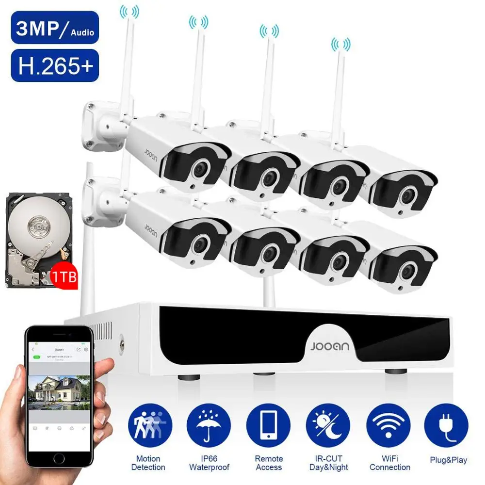 8CH Беспроводной CCTV Системы 1296P 1 ТБ 2 8 шт. 3MP NVR установки ip соединения IR CUT наружного